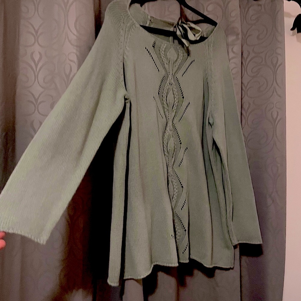 Ellos Light Green Knit Long Sweater Dress